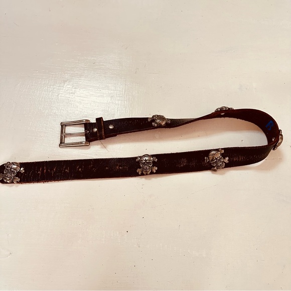 Bill Adler design skull brown leather beltmen's size 32 - Picture 5 of 9